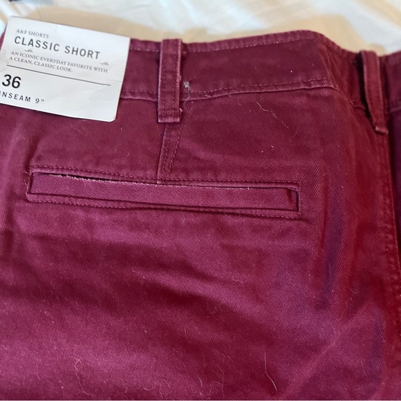 Abercrombie and Fitch Jean Shorts Men’s 36 Maroon Zipper New with Tags - Picture 14 of 16